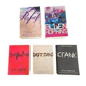 5 Book Lot Paperback Ellen Hopkins - Perfect, Crank, Impulse, Burned, Glass